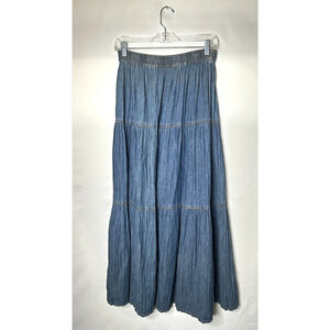 Carole Little Sport Women's Maxi Jean Skirt Size S Blue 100% Cotton *stains flaw